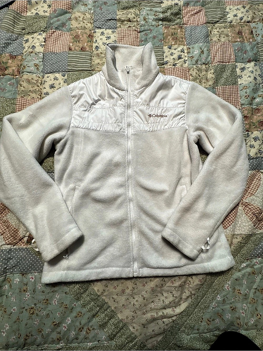 Columbia White Fleece Full-Zip Jacket Size Medium